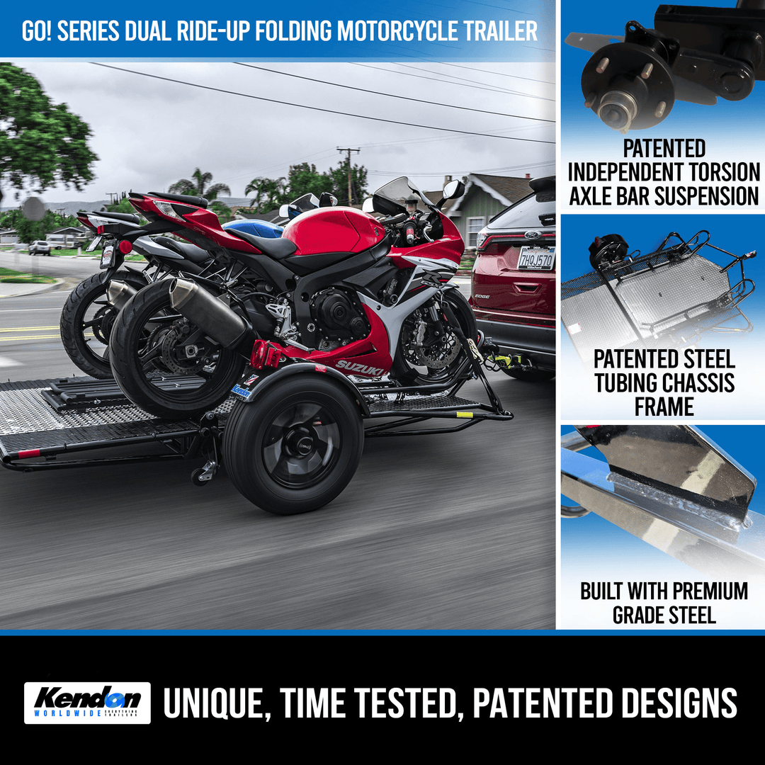 Go! Series Dual Rail Ride-Up Folding Motorcycle Trailer - GoKendonusa
