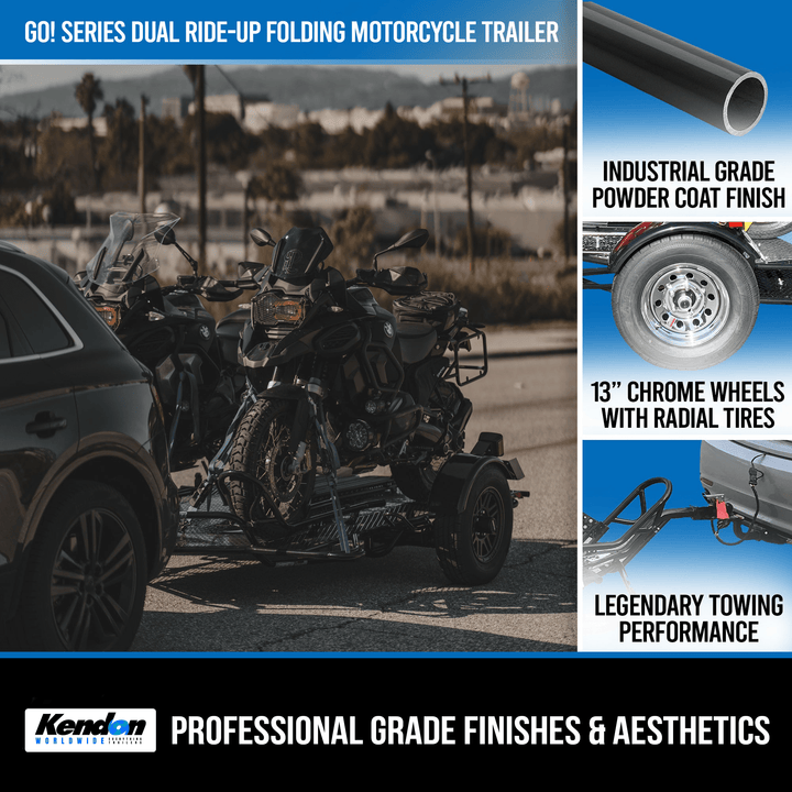 Go! Series Dual Rail Ride-Up Folding Motorcycle Trailer - GoKendonusa