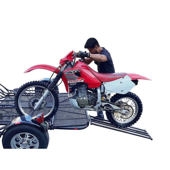 3-Rail Freestyle Motorcycle Trailer Stand, Store or Roll - GoKendonusa