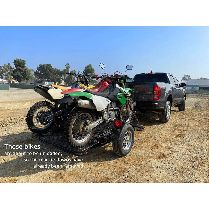 3-Rail Freestyle Motorcycle Trailer Stand, Store or Roll - GoKendonusa