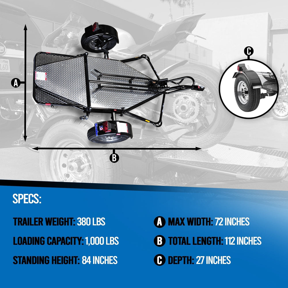 Go! Series Single Rail Ride-Up Folding Motorcycle Trailer - GoKendonusa
