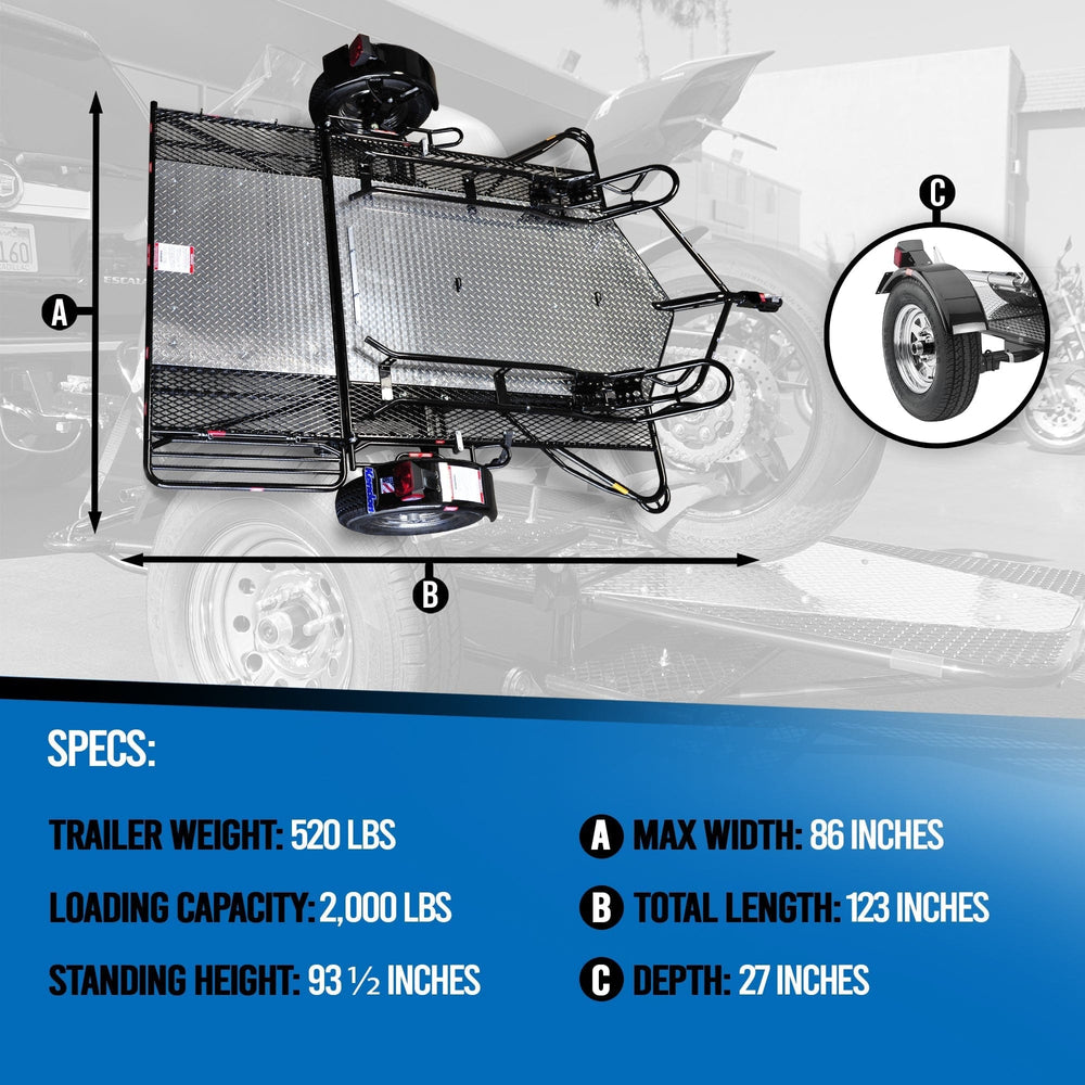 Go! Series Dual Rail Ride-Up Folding Motorcycle Trailer - GoKendonusa
