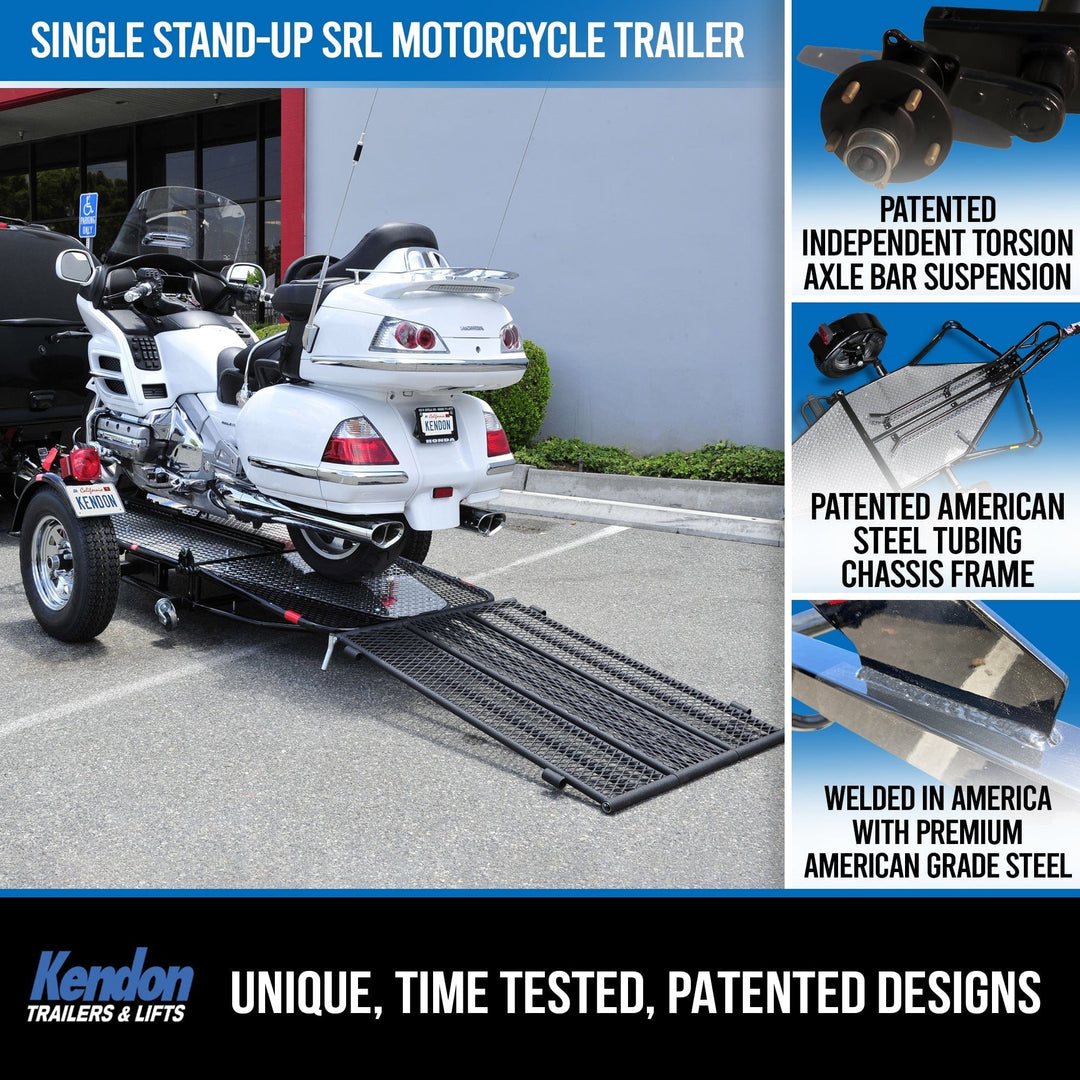 Single Ride-Up SRL Stand-Up™ Motorcycle Trailer - GoKendonusa