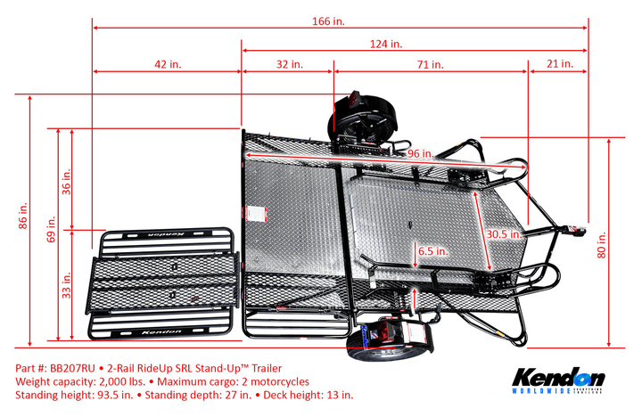 Go! Series Dual Rail Ride-Up Folding Motorcycle Trailer - GoKendonusa