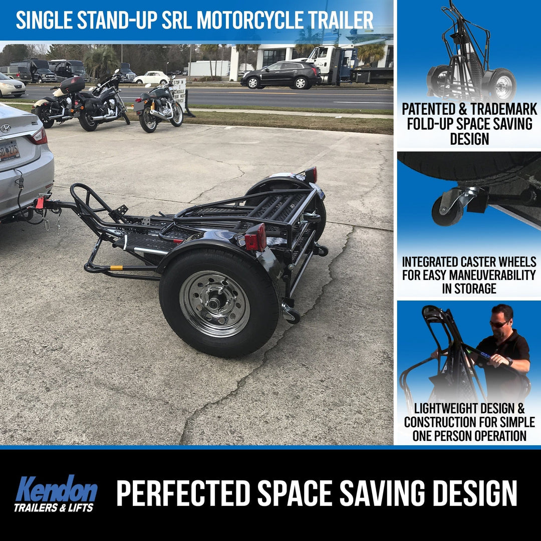 Single Ride-Up SRL Stand-Up™ Motorcycle Trailer - GoKendonusa