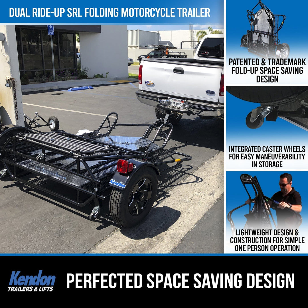 Dual Ride-Up SRL Folding Motorcycle Trailer - GoKendonusa