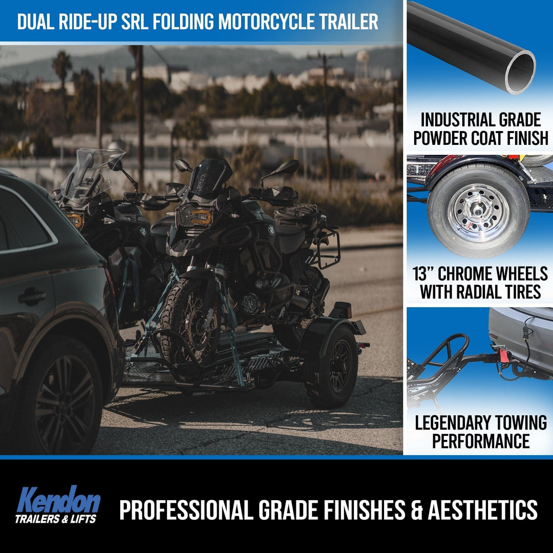 Dual Ride-Up SRL Folding Motorcycle Trailer - GoKendonusa