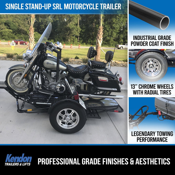 Single Ride-Up SRL Stand-Up™ Motorcycle Trailer - GoKendonusa