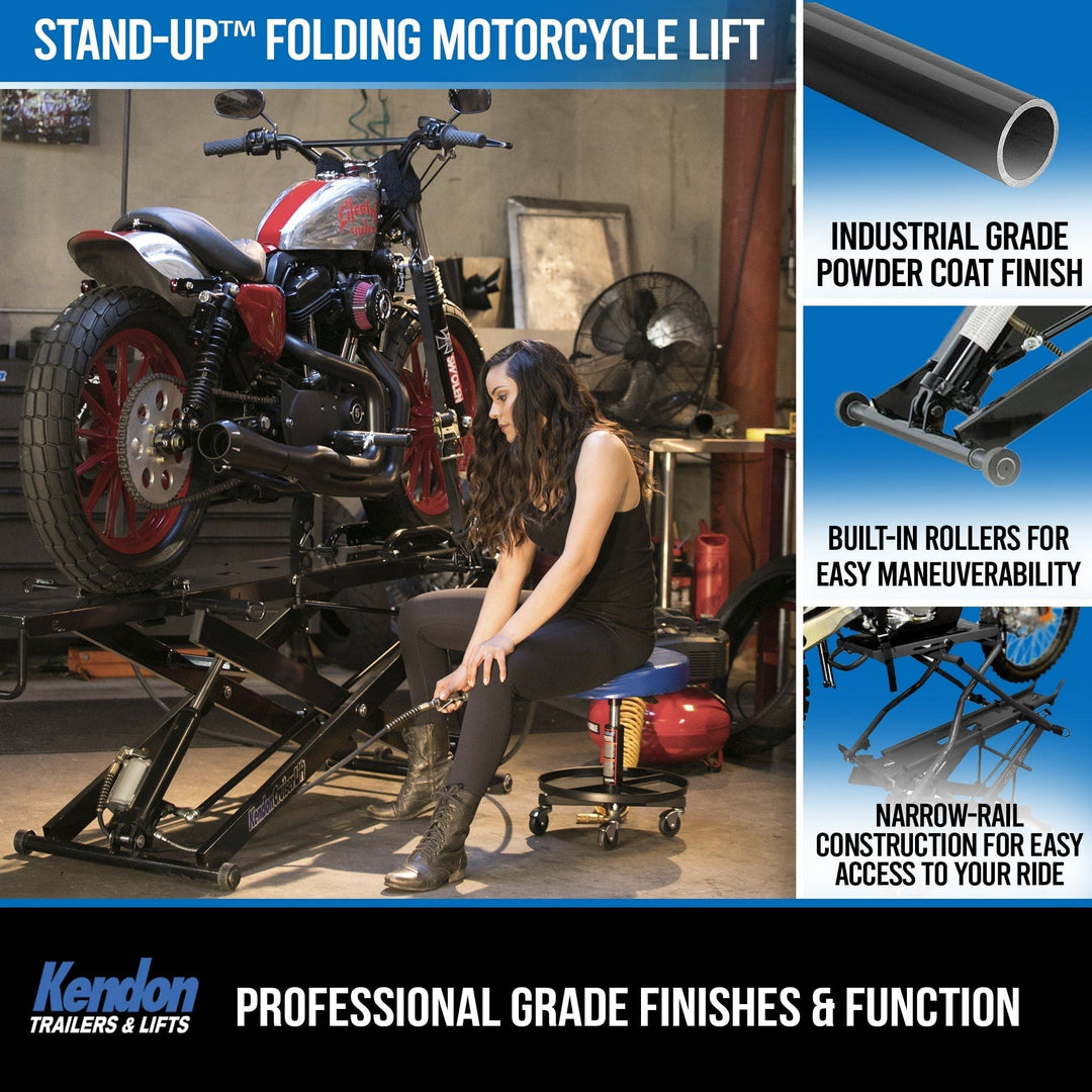 Stand-Up™ Folding Motorcycle Lift - GoKendonusa