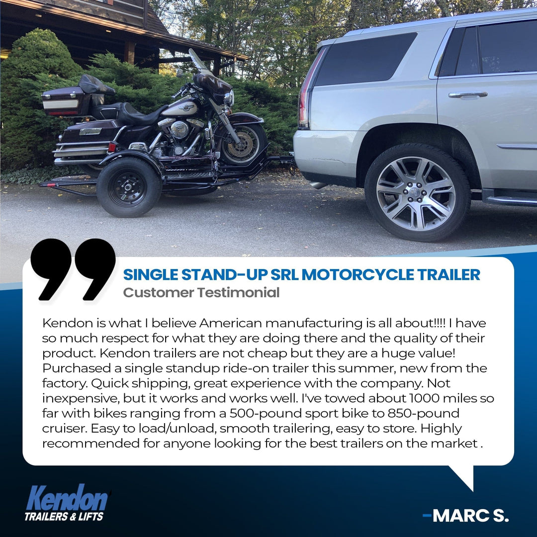 Single Ride-Up SRL Stand-Up™ Motorcycle Trailer - GoKendonusa