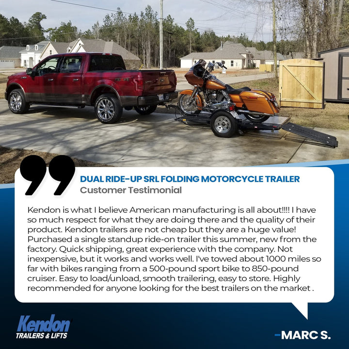 Dual Ride-Up SRL Folding Motorcycle Trailer - GoKendonusa