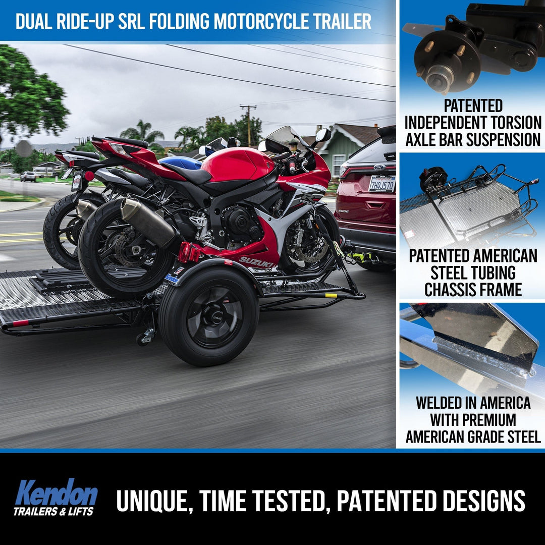 Dual Ride-Up SRL Folding Motorcycle Trailer - GoKendonusa